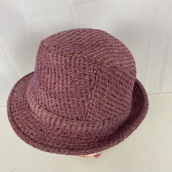 Tweed Pink Women's Fedora Style Hat Wool Blend Size 56. - Picture 2 of 6